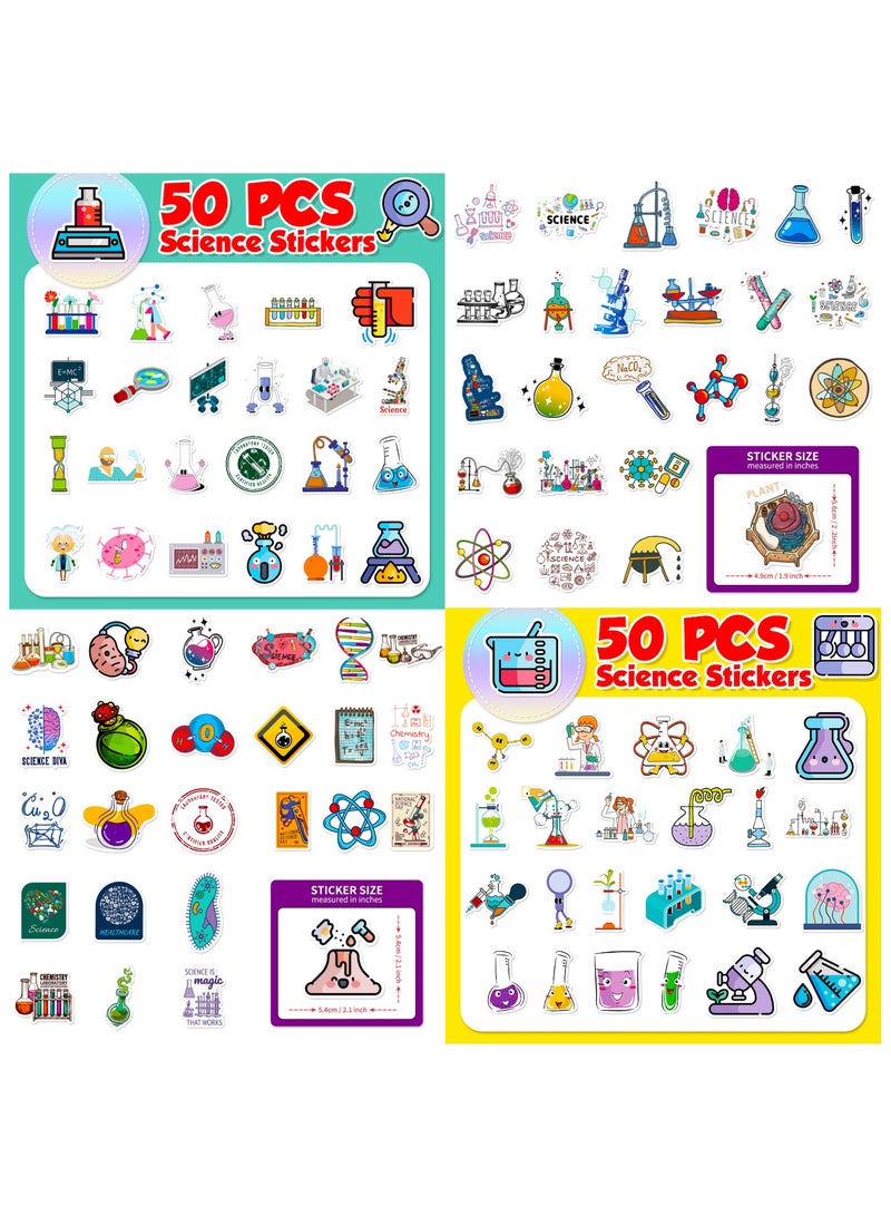 ملصقات العلوم 200 قطعة ديكور الفصول الدراسية للطلاب المعلمين والأطفال المراهقين ملصقات العلوم لزجاجات المياه الرياضيات والكيمياء والفيزياء هدايا الأحياء ديكورات علوم المختبر - Image 2