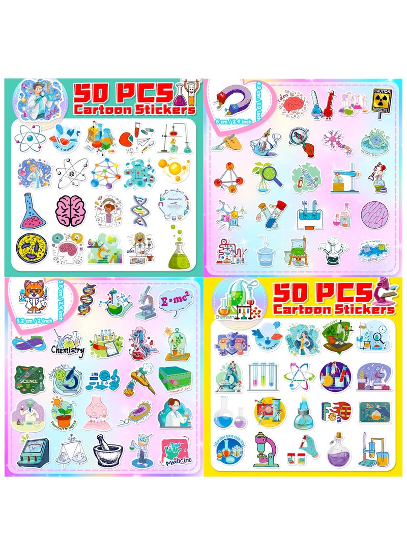 ملصقات العلوم 200 قطعة ديكور الفصول الدراسية للطلاب المعلمين والأطفال المراهقين ملصقات العلوم لزجاجات المياه الرياضيات والكيمياء والفيزياء هدايا الأحياء ديكورات علوم المختبر - Image 3