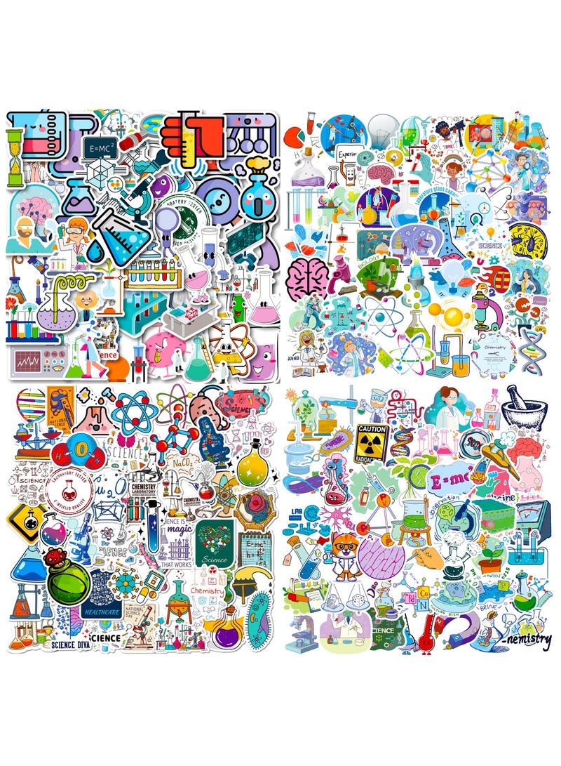 ملصقات العلوم 200 قطعة ديكور الفصول الدراسية للطلاب المعلمين والأطفال المراهقين ملصقات العلوم لزجاجات المياه الرياضيات والكيمياء والفيزياء هدايا الأحياء ديكورات علوم المختبر - Image 1