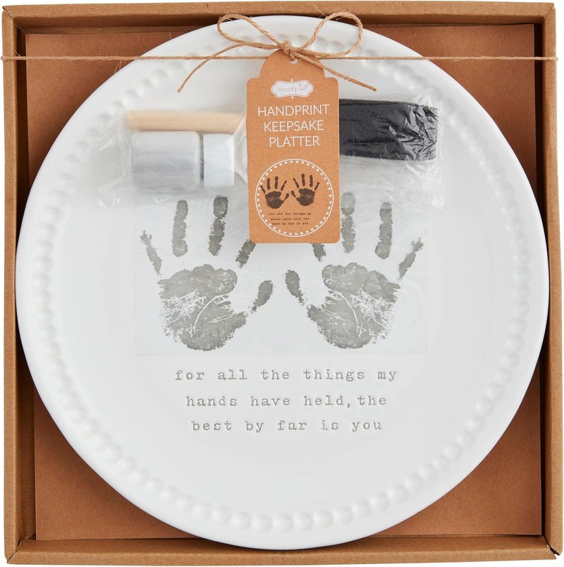Mud Pie 10 Dia Handprint Keepsake Platter White - Image 1