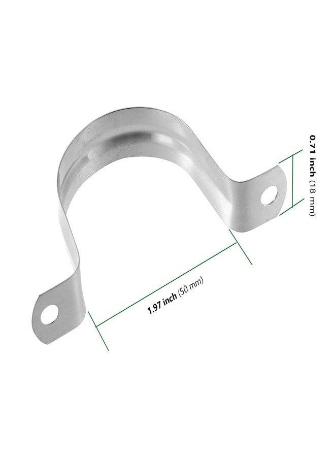 HAKZEON 200 PCS 2 Inches M50 Rigid Pipe Strap, Two Hole Stainless Steel U Bracket Tension Clips, Robust Tube Strap Clamps for Securing Pipe Cable Hose on Many Surfaces - Image 2