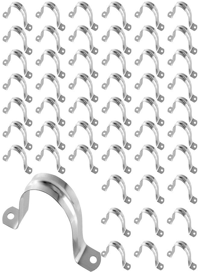 HAKZEON 200 PCS 2 Inches M50 Rigid Pipe Strap, Two Hole Stainless Steel U Bracket Tension Clips, Robust Tube Strap Clamps for Securing Pipe Cable Hose on Many Surfaces - Image 1