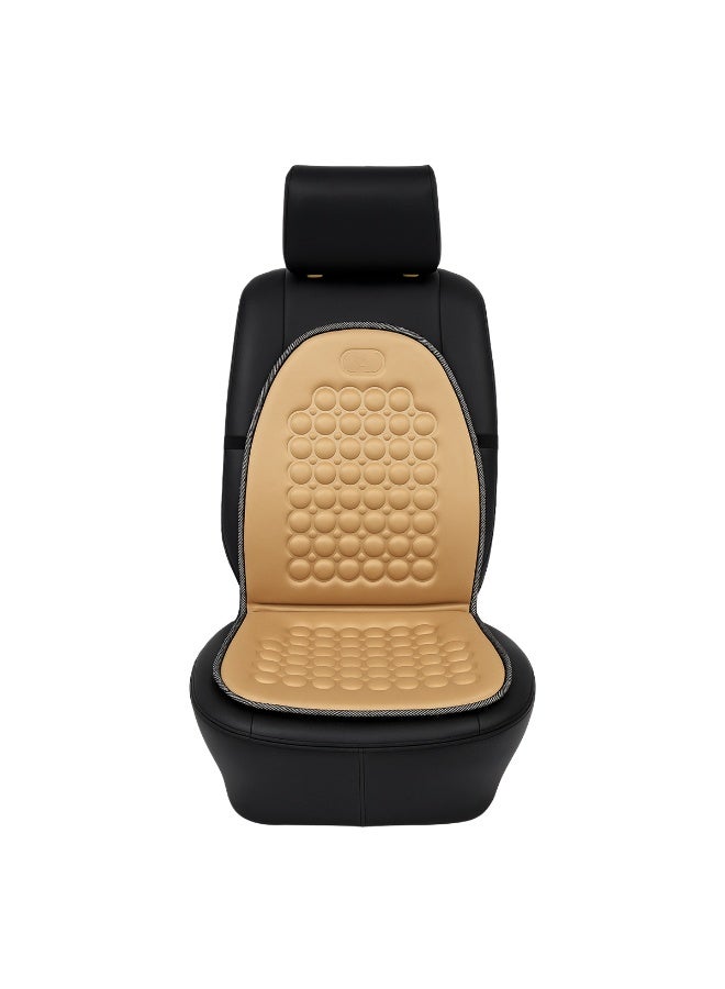 MOB Universal Car Seat Cushion Beige with PU Leather & Breathable Fabric – Orthopedic Design, Massage Support, Anti-Slip Straps, Comfortable Driving Seat Pad for Cars, SUVs, Trucks, Office & Home Chairs CU-111 - Image 2