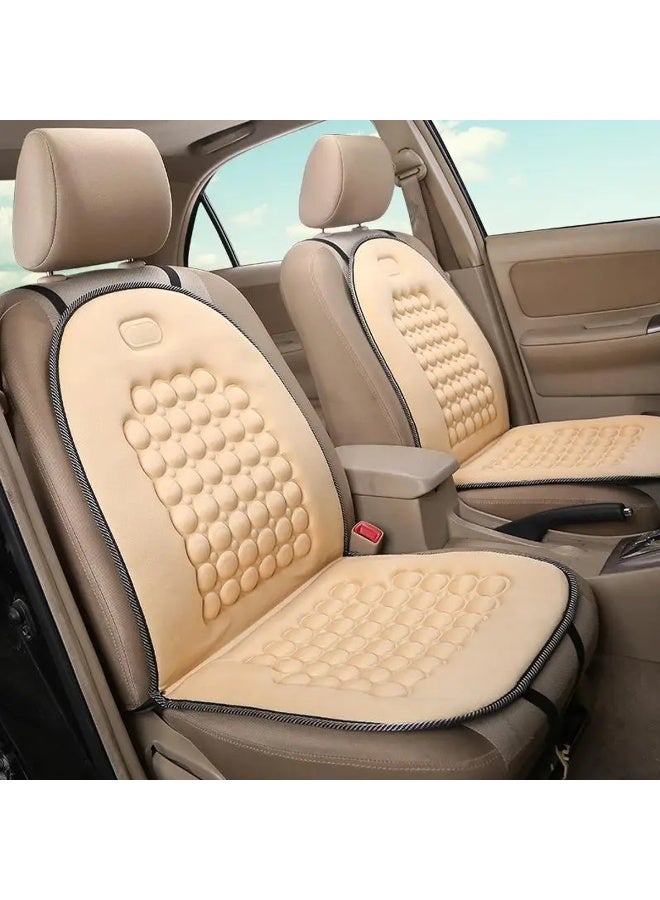 MOB Universal Car Seat Cushion Beige with PU Leather & Breathable Fabric – Orthopedic Design, Massage Support, Anti-Slip Straps, Comfortable Driving Seat Pad for Cars, SUVs, Trucks, Office & Home Chairs CU-111 - Image 1