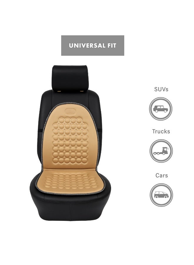 MOB Universal Car Seat Cushion Beige with PU Leather & Breathable Fabric – Orthopedic Design, Massage Support, Anti-Slip Straps, Comfortable Driving Seat Pad for Cars, SUVs, Trucks, Office & Home Chairs CU-111 - Image 4