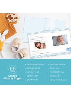 pearhead Pearhead First 5 Years Chevron Baby Memory Book with Clean-Touch Baby Safe Ink Pad to Make Baby's Handprint or Footprint Included, Newborn Milestone and Pregnancy Journal, Blue  - Image 5