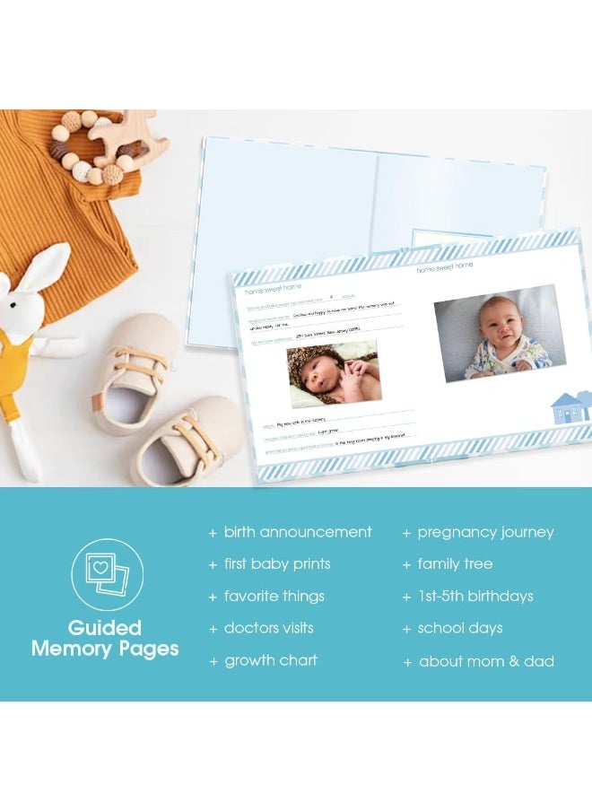 pearhead Pearhead First 5 Years Chevron Baby Memory Book with Clean-Touch Baby Safe Ink Pad to Make Baby's Handprint or Footprint Included, Newborn Milestone and Pregnancy Journal, Blue  - Image 5