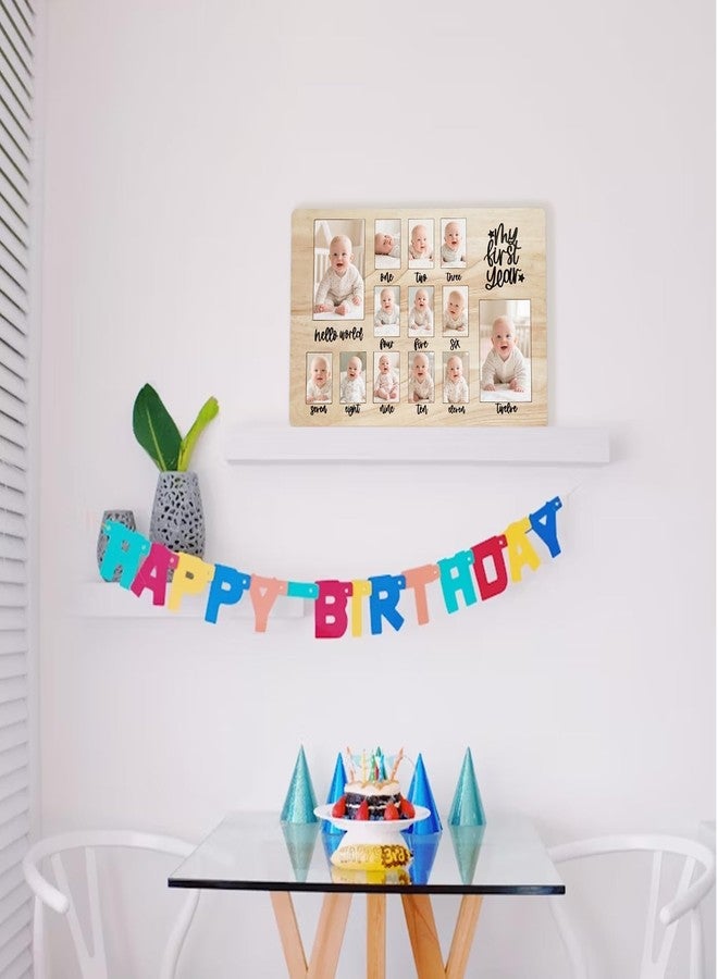 CHONIC My First Year Photo Board, 1st Birthday Gifts for Boy or Girls, 12 Month Pictures Frame for Baby First Year, One Year Birthday Decorations Milestone Sign, Wooden Baby Keepsake Gifts - Image 3