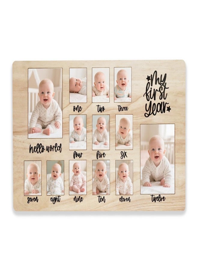 CHONIC My First Year Photo Board, 1st Birthday Gifts for Boy or Girls, 12 Month Pictures Frame for Baby First Year, One Year Birthday Decorations Milestone Sign, Wooden Baby Keepsake Gifts - Image 1