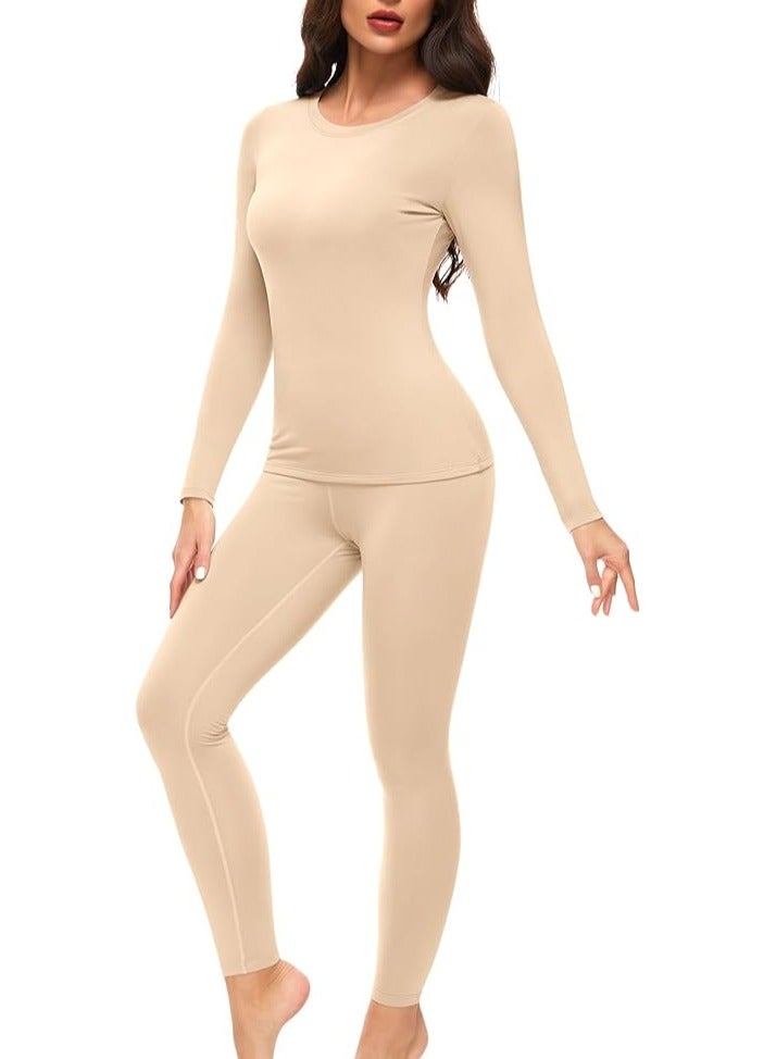 Jorunb Thermal Underwear Set Women's Inner Fleece Thermal Underwear Thermal Top and Thermal Trousers Leggings Winter Warm Underwear Functional Underwear - Image 1