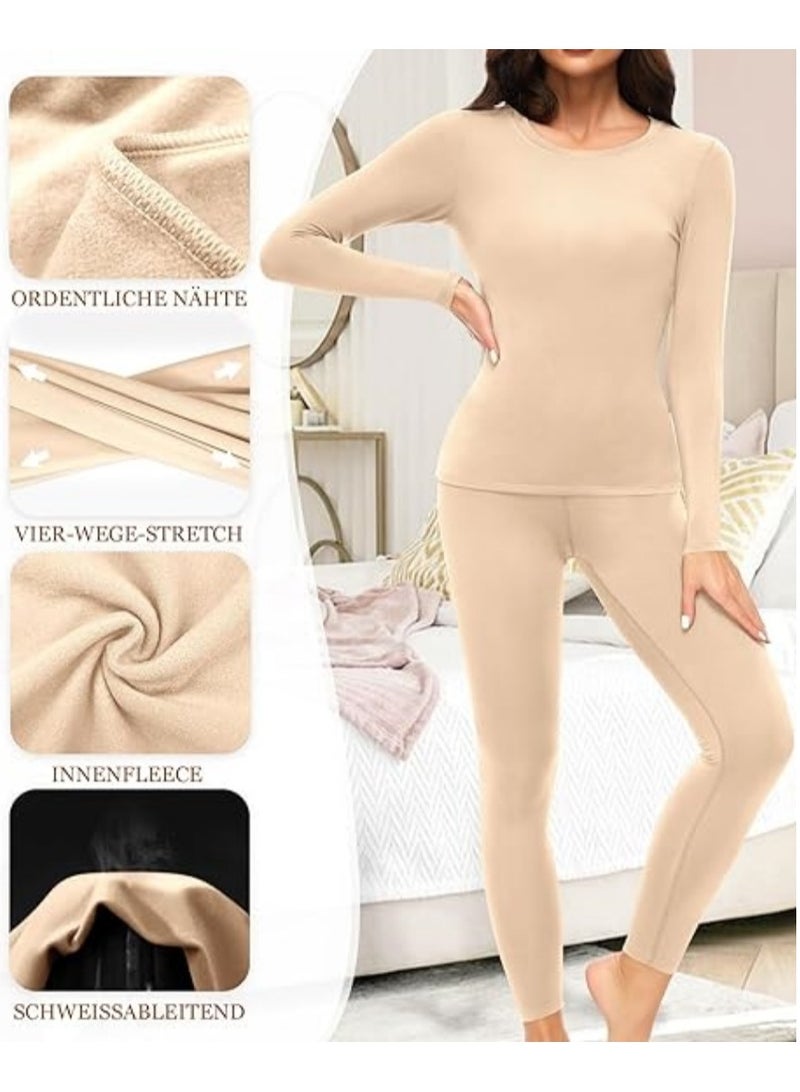 Jorunb Thermal Underwear Set Women's Inner Fleece Thermal Underwear Thermal Top and Thermal Trousers Leggings Winter Warm Underwear Functional Underwear - Image 3
