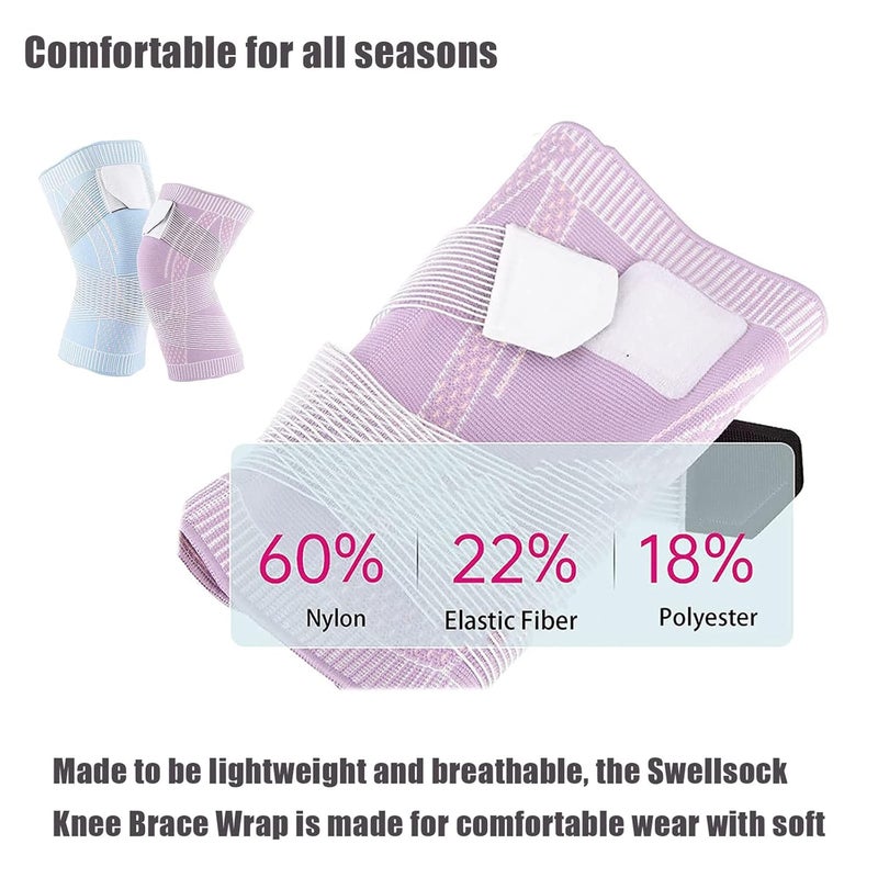 woobles Swellsock Knee Flexwrap 1 Pair, Swell Sock Knee Brace, Swell Socks Knee Brace Wrap, Knee Compression Sleeve - Best Knee Brace, Click Rain Knee Compression Brace Plus Size for Knee Pain (Blue a Pair,3XL) Blue a Pair 3XL - Image 3