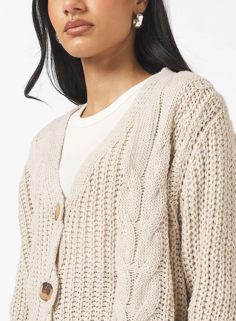 Ginger Cable Knit Button Up Cardigan