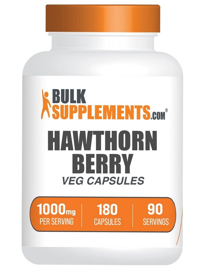 BulkSupplements.com Hawthorn Berry Capsules - Herbal Supplement, Hawthorn Berry Extract 1000mg - Gluten Free, 2 Capsules per Serving, 180 Count (Pack of 1) - Image 1
