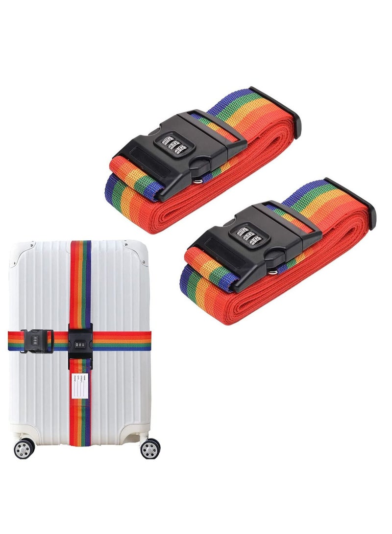 SYOSI Luggage Straps, Adjustable Luggage Straps with Combination Lock Suitcase Belts for Travel, Packing Straps Travel Belts Accessories for Business Traveling Packing, 78 x 2 inch 2-Pack (Colorful) - Image 1
