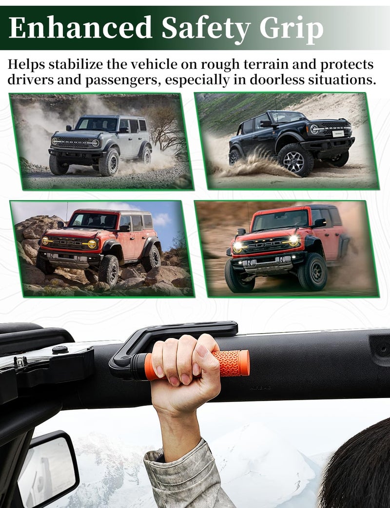 JROAD Bronco Aluminum Grab Handles Roll Bar Non-Slip Grip HandlesCompatible with Ford Bronco 2021-2025 Front or Rear Seat 4 Door Soft/Hard Top,Bronco Raptor Interior Accessories ï¼ˆ2PCS/Orangeï¼‰ - Image 5
