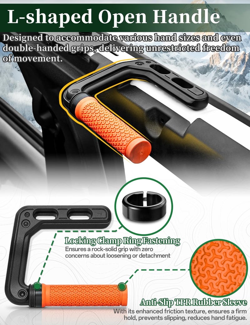 JROAD Bronco Aluminum Grab Handles Roll Bar Non-Slip Grip HandlesCompatible with Ford Bronco 2021-2025 Front or Rear Seat 4 Door Soft/Hard Top,Bronco Raptor Interior Accessories ï¼ˆ2PCS/Orangeï¼‰ - Image 2
