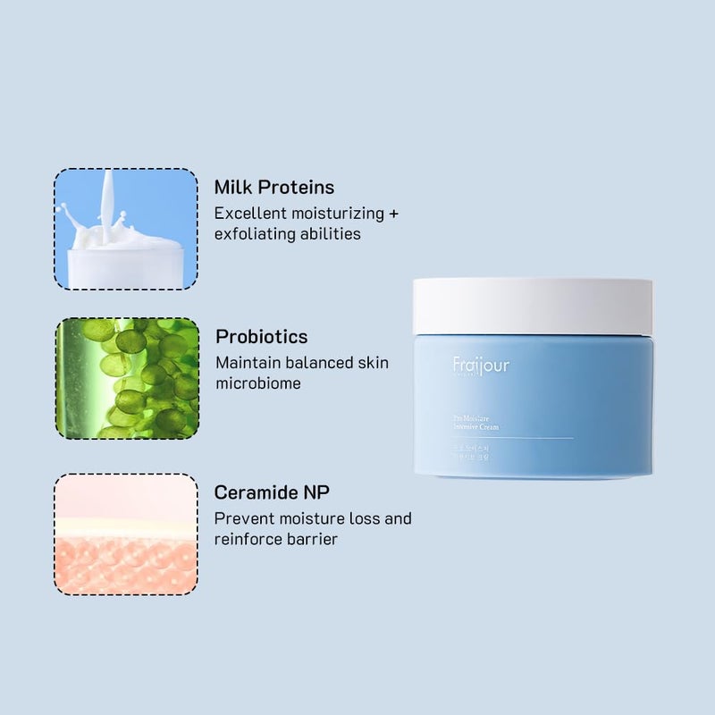 Fraijour Pro Moisture Intensive Cream â€“ Korean Face Cream with Probiotics, Ceramide & Vitamin E, Hydrates & Strengthens Skin Barrier, Soothes Redness, For Dry & Sensitive Skin, 1.69 fl.oz. - Image 3