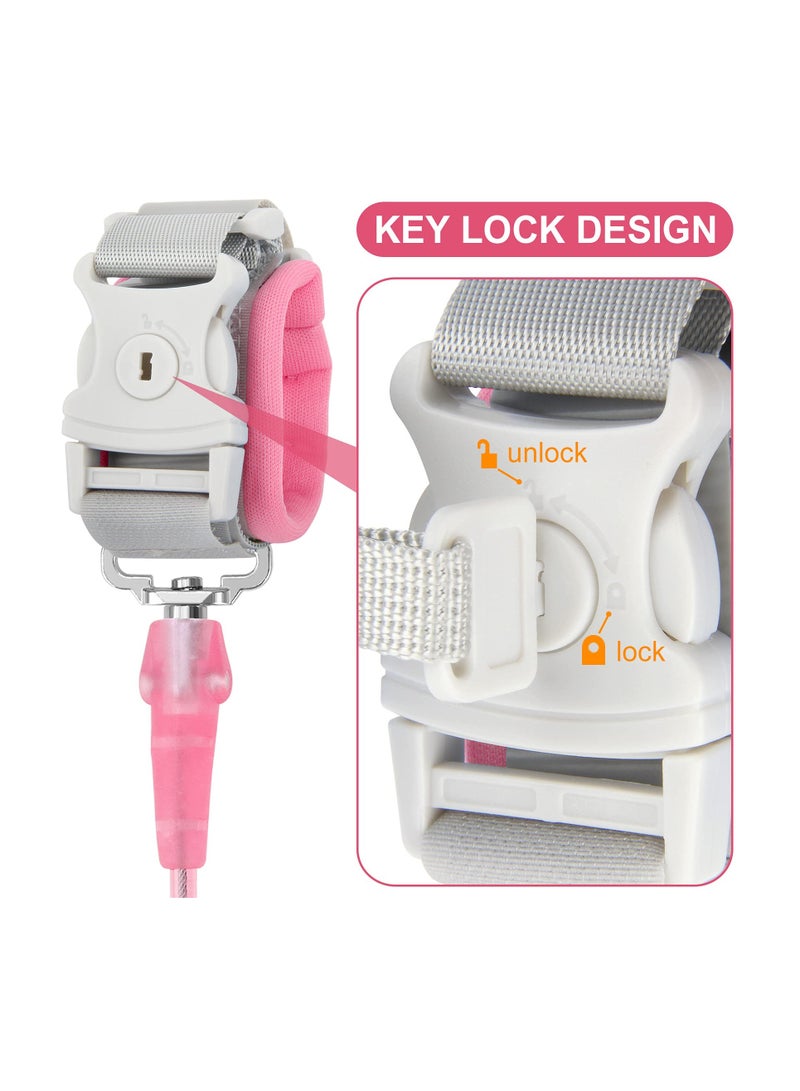 SOLARAE Toddler Leash, Kid Leash Anti Lost Wrist Link with Key Lock Upgraded Baby Leash with Safety Wristband Rope for Babies Toddlers Child Kids (6.56ft/2m, Pink) - Image 2