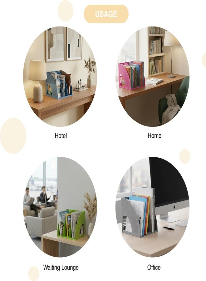 oddpod™ Kedai 3 Compartment Desktop Magazine & File Rack Organiser for Office/Home (Grey) - Image 5