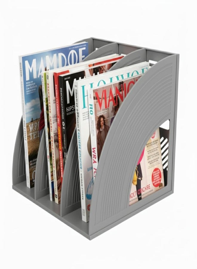 oddpod™ Kedai 3 Compartment Desktop Magazine & File Rack Organiser for Office/Home (Grey) - Image 1