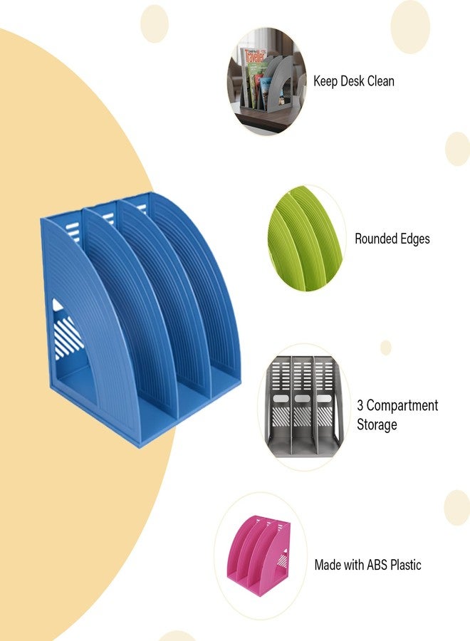 oddpod™ Kedai 3 Compartment Desktop Magazine & File Rack Organiser for Office/Home (Grey) - Image 4