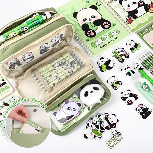 Ulema 78Pcs Cute Stationery Set Cartoon Panda Birthday Gifts for Boys Girls Back to School and Classroom Rewards Office Supplies with Panda BallPoint Pen, Pencils, Erasers, Sticky Notes etc. - Image 4