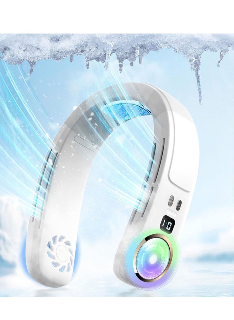Excefore Portable Personal Neck Fan, Neck Fan with Cooling Plate, 360 ° Surrounded Portable Neck Ac, Wearable Bladeless Light Neck Fan with LED Light for Indoor Outdoor - Image 1