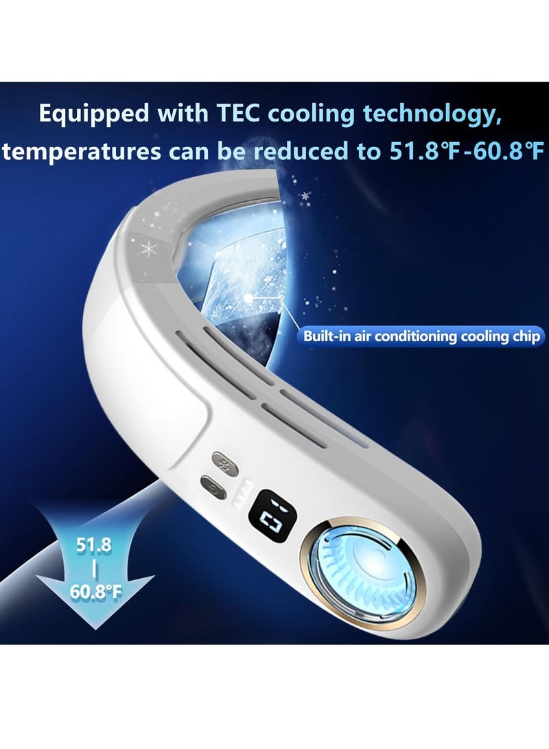 Excefore Portable Personal Neck Fan, Neck Fan with Cooling Plate, 360 ° Surrounded Portable Neck Ac, Wearable Bladeless Light Neck Fan with LED Light for Indoor Outdoor - Image 4