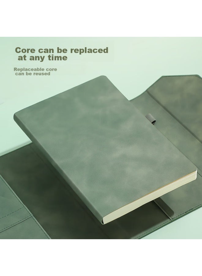 Jiaranheng Jiaran Heng Notebook، دفتر ملاحظات أنيق عالي الجودة، قرطاسية مكتبية راقية، غلاف جلدي سميع A5، سجل الاجتماعات، مذكرات العمل، قابل للتخصيص، Matcha Green - Image 5