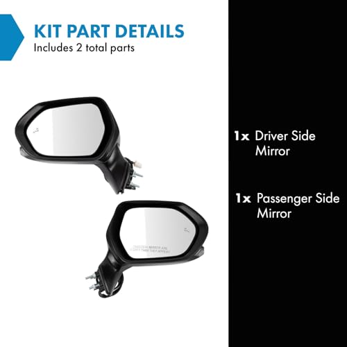 TRQ Mirror Set Compatible with 2019-2021 Toyota Avalon - Image 2