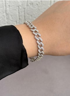 Al Kasr Jewelry Bold Radiance Bracelet - Sterling Silver 925 with Sparkling Zircon Stones - Plated Rhodium White Gold 18K  - Image 2