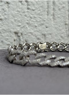 Al Kasr Jewelry Bold Radiance Bracelet - Sterling Silver 925 with Sparkling Zircon Stones - Plated Rhodium White Gold 18K  - Image 5