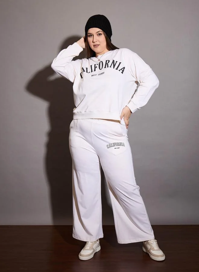 SASSAFRAS Sassafras Plus Size White Wide Leg Joggers