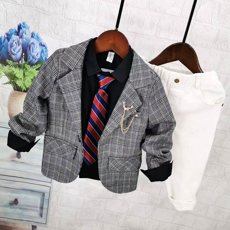 2025 New Style Boys And Middle-Aged Children Korean Suits Children'S Dresses Small Suits British Suits Plaid Jackets - Image 5