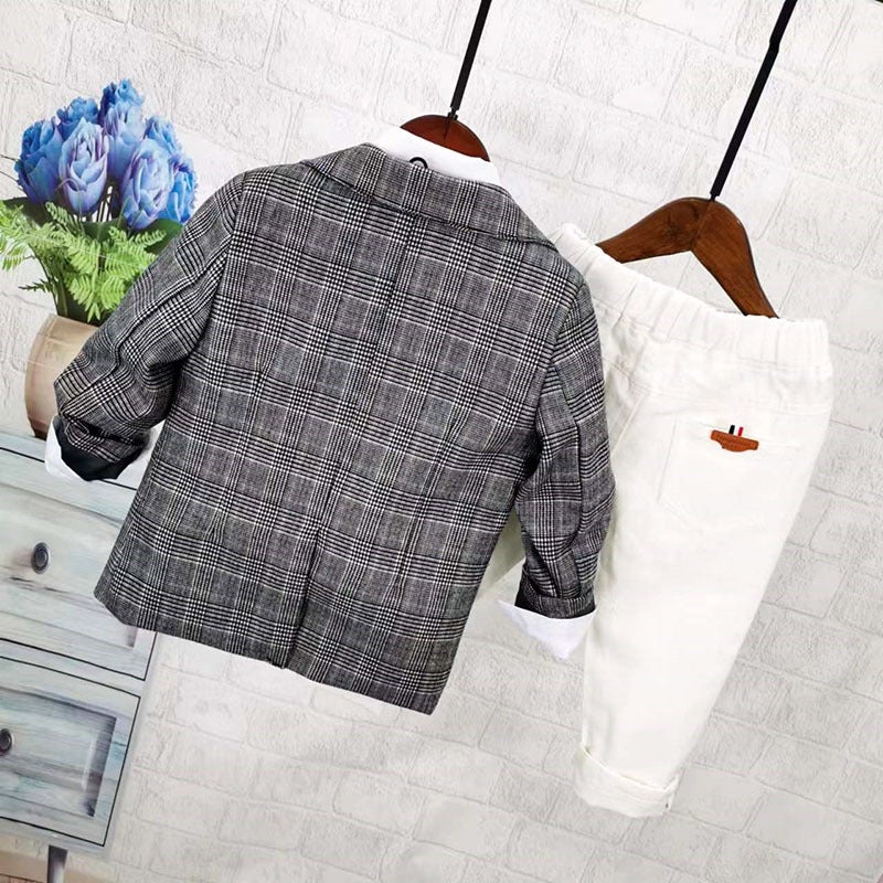 2025 New Style Boys And Middle-Aged Children Korean Suits Children'S Dresses Small Suits British Suits Plaid Jackets - Image 3