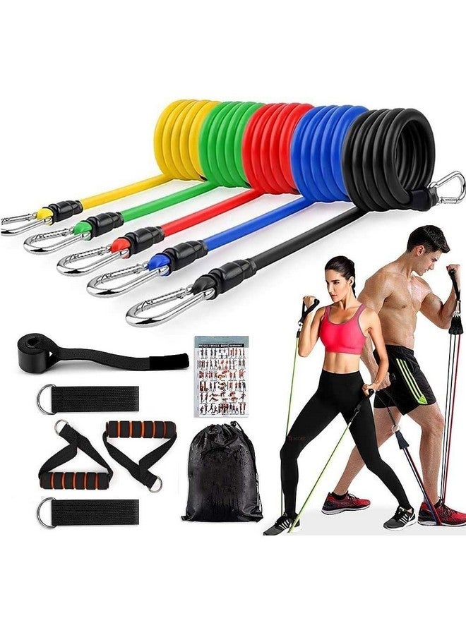 GOCART WITH G LOGO GOCART WITH G LOGO Resistance Bands, Exercise Bands Include 5 Different Levels Exercise Bands, Door Anchor, Foam Handles, Ankle Straps and Carrying Bag for Workout (Multi Color) - Image 1