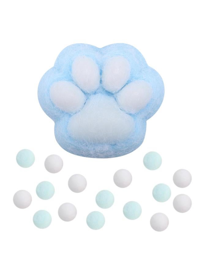 PEUTIER Squishy Cat Paw, Plastic Squishy Paw Shape with 10 Mini Fluffy Balls Animal Shaped Stress Relief Toys for Teenagers Adults (Blue)