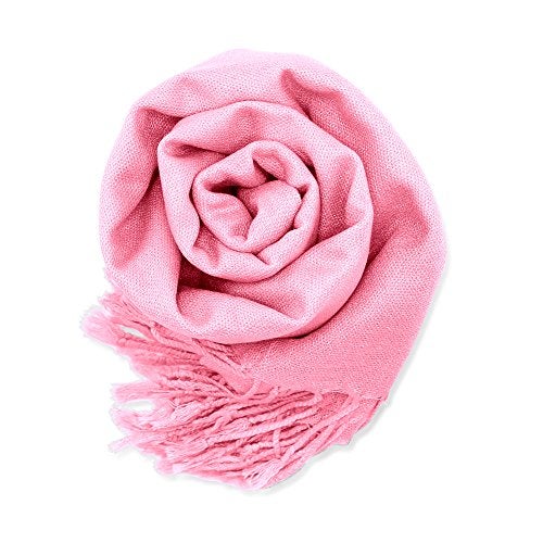 GEARONIC Soft Pashmina Scarf for Women Shawl Wrap Scarves Lady Women's Scarfs in Solid Colors - Pink - Image 1