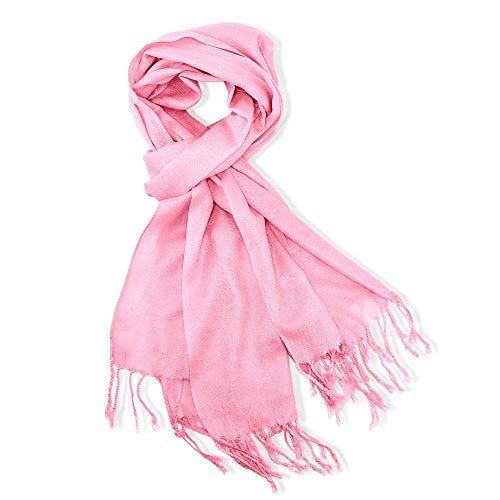 GEARONIC Soft Pashmina Scarf for Women Shawl Wrap Scarves Lady Women's Scarfs in Solid Colors - Pink - Image 3