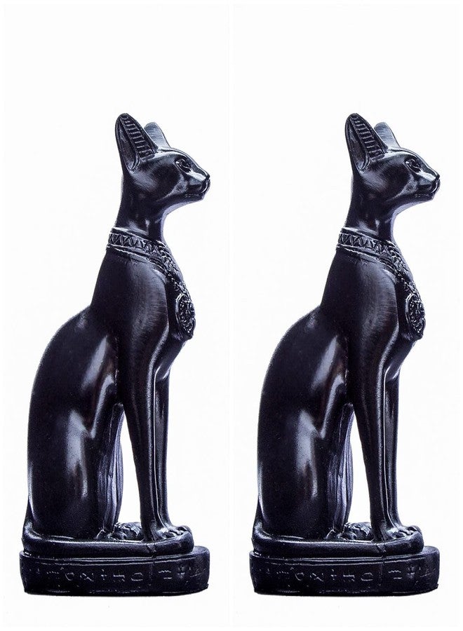 EASCHEER Egyptian Cat Goddess Bastet Statue 2PCS Collectibles Figurine Animal Statues Egyptian Décor(4.2 inches Black) - Image 4