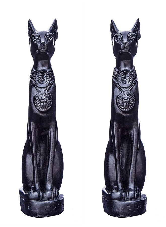 EASCHEER Egyptian Cat Goddess Bastet Statue 2PCS Collectibles Figurine Animal Statues Egyptian Décor(4.2 inches Black) - Image 3