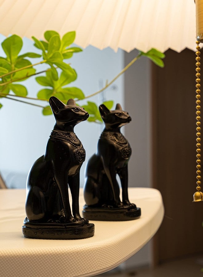 EASCHEER Egyptian Cat Goddess Bastet Statue 2PCS Collectibles Figurine Animal Statues Egyptian Décor(4.2 inches Black) - Image 5