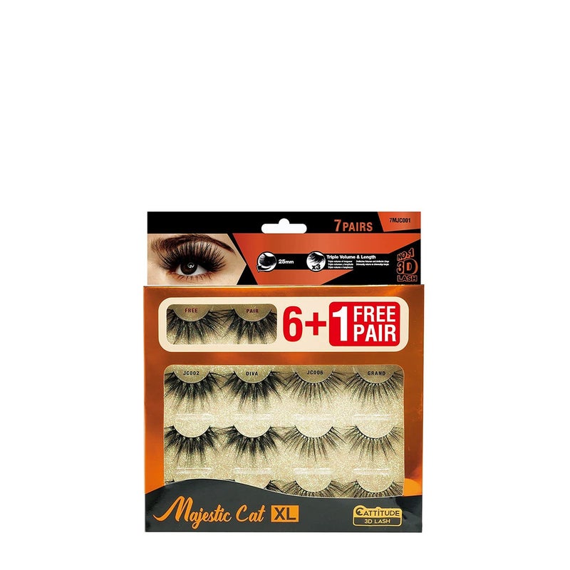 EBIN NEW YORK CATTITUDE 3D LASHES MEGA PACK Majestic Cat 7 pairs