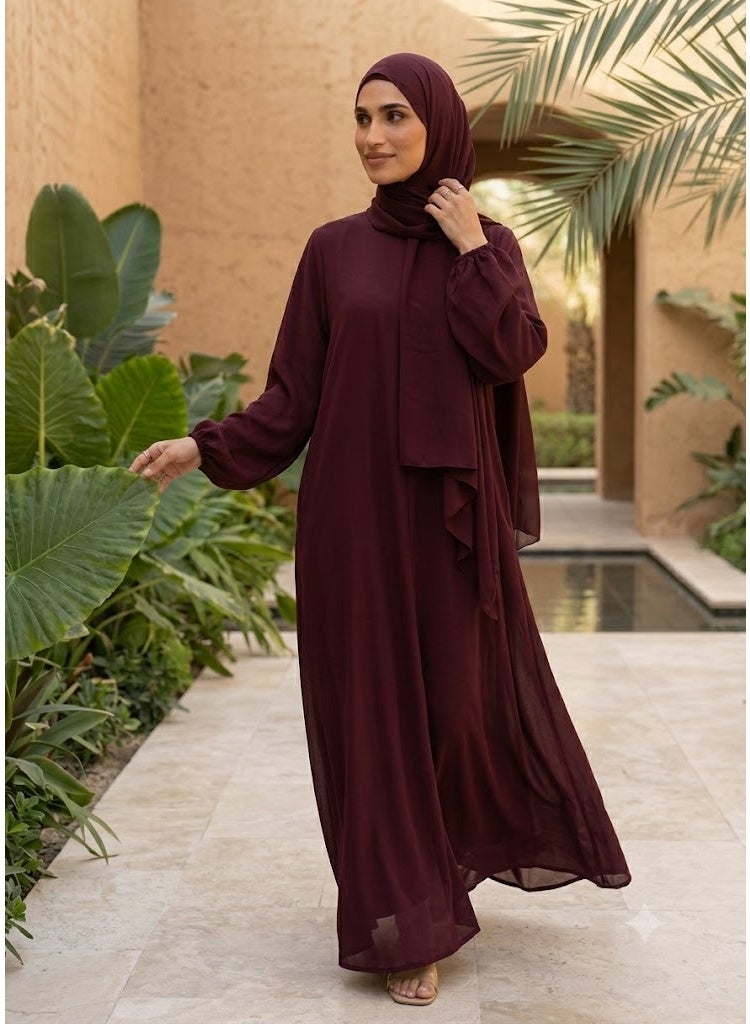 AMYAE Prayer Dress for Women One-Piece Burgundy | Islamic Modest Prayer Outfit with Long Sleeves & Attached Hijab | Soft Cotton Jilbab Abaya for Salah, Namaz, Umrah, Hajj & Ramadan - Image 3