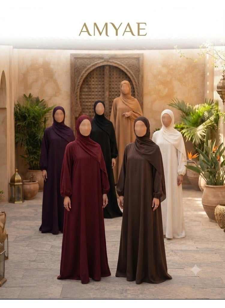 AMYAE Prayer Dress for Women One-Piece Burgundy | Islamic Modest Prayer Outfit with Long Sleeves & Attached Hijab | Soft Cotton Jilbab Abaya for Salah, Namaz, Umrah, Hajj & Ramadan - Image 4