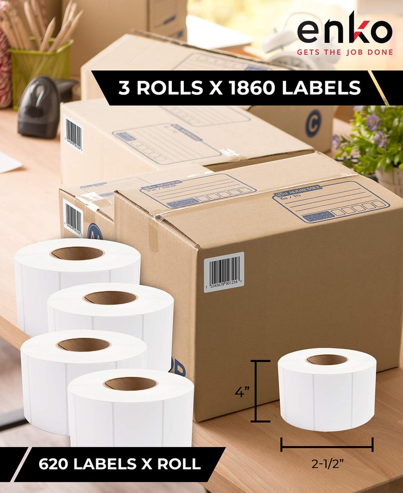 enKo Products enKo [3 Rolls, 1860 Labels] 4 x 2-1/2 inches Direct Thermal Labels, FBA Stickers, FNSKU Label Compatible for Zebra/Eltron - Image 2