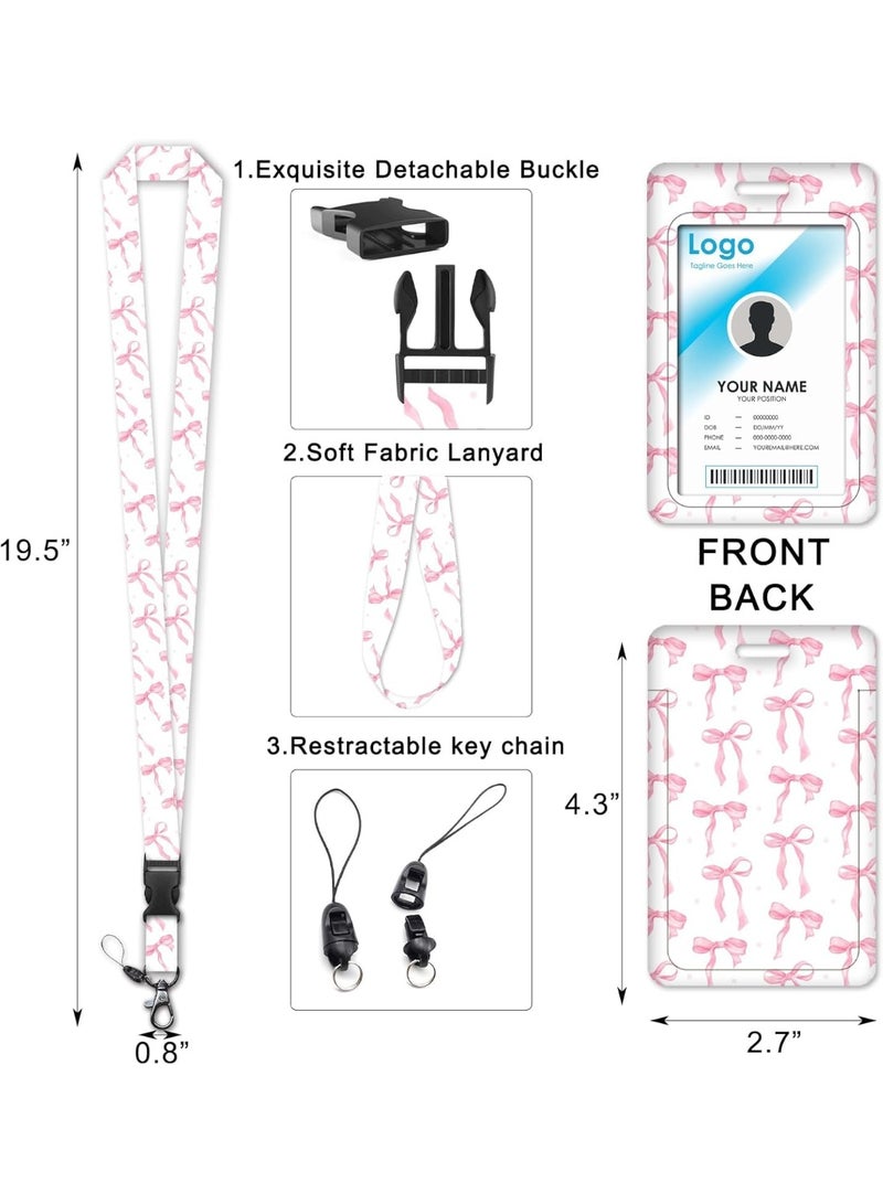 Pink Bow ID Badge Holder with Retractable Reel Lanyard – Breakaway Safety Design, 360° Rotating Clip, Lightweight ABS Card Case for Women, Nurses, Teachers & Office - Image 5