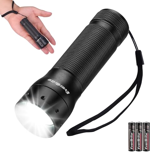 EverBrite Mini Flashlight Zoomable LED Flash Light 3 Modes 3AAA Batteries Included Handheld Small Flashlight for Camping Emergency Home Black - Image 1