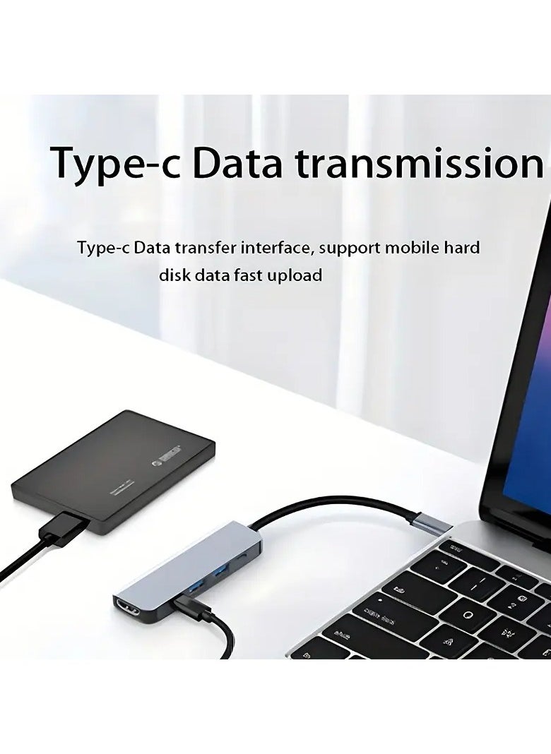 5-in-1 Type-C to 4K HDTV Adapter – USB 3.0 + 2.0, PD Charging, Compact Aluminum Hub for Laptop, MacBook, iPad & Mobile Connection  - Image 3